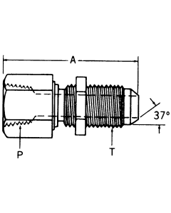 Steel Adapters, Female NPT To Male JIC 37 deg Flare, Straight Bulkhead