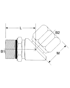 Steel Adapters, Male SAE O-Ring Boss (Straight Thread O-Ring) To Female JIC 37 deg Flare Swivel, 45 deg Elbow
