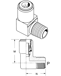 Brass Push>Connect Air Brake Tube Fittings, Tube To Male NPT, 90 deg Elbow
