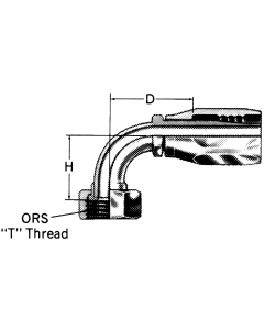 Steel Reusable 1 Wire Braid Reduced Bore Fittings, Female O-Ring Face Seal Swivel, 90 deg Elbow