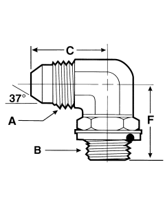 Steel Adapters, Male JIC 37 deg Flare To Male Metric Thread, 90 deg Elbow