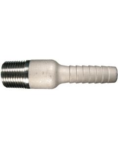 Stainless Steel Medium Shank Combination Nipple, 1.00 Inch ID Hose Barb To 1-11-1/2 Male NPT