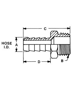 Brass Short Shank Type Fitting, 0.50 Inch Hose ID to 3/4-11-1/2 Male Garden Hose (NPSH), Straight