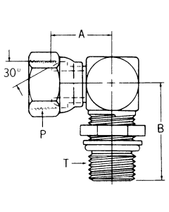 Steel Adapter, 1/2-14 Female NPT Swivel To 1-1/16-12 Male SAE O-Ring Boss (Straight Thread O-Ring), 90 deg Elbow