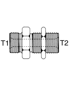 Steel Adapter, 5/8-14 Male BSPP (British Parallel) To 5/8-14 Male BSPP (British Parallel), Straight Bulkhead