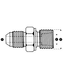 Steel Adapter, 7/16-20 Male JIC 37 deg Flare To M10 x 1.25 Male Metric Dual Purpose Low Pressure L Series, Straight