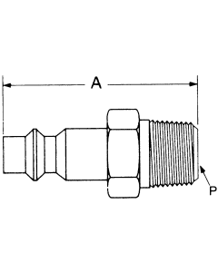 1000/400/500 Series MIL-C-4109 Industrial Interchange Air Quick Disconnect, Male Half, -04 Coupling, 1/4-18 Male NPT