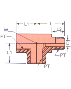Stainless Steel Adapter, 1/2-14 Male NPT Run To 1/2-14 Female NPT Run & Branch, Tee