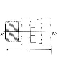 Steel Adapter, 1-14 Male O-Ring Face Seal To 7/8-14 Female JIC 37 deg Flare Swivel, Straight
