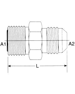 Steel Adapter, 1-14 Male O-Ring Face Seal To 7/8-14 Male JIC 37 deg Flare, Straight