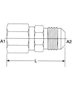 Steel Adapter, 1-7/16-12 Female O-Ring Face Seal To 1-5/16-12 Male JIC 37 deg Flare, Straight