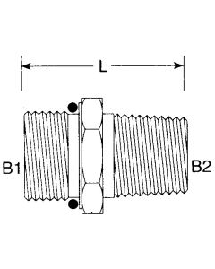 Steel Adapter, 7/8-14 Male SAE O-Ring Boss (Straight Thread O-Ring) To 1/2-14 Male NPT, Straight