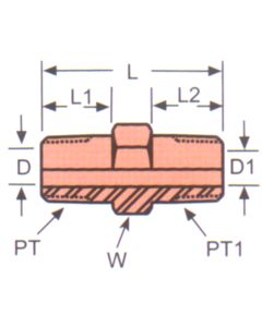 Steel Adapter, 1/2-14 Male NPT Run To 1/2-14 Female NPT Run & Branch, Tee