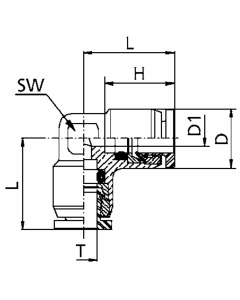 Brass Push Tube Fitting, 0.16 Inch Tube OD Union Elbow