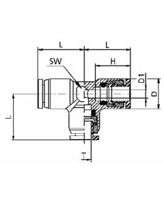 Brass Push Tube Fitting, 0.31 Inch Tube OD Union Tee