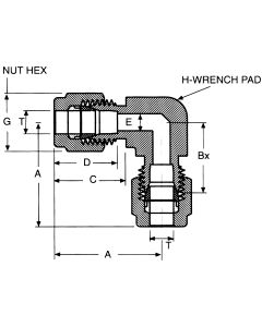 Stainless Steel Duolok Tube Fitting, 0.25 Inch Tube OD Union 90 deg Elbow
