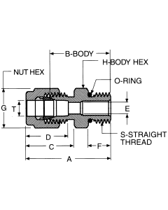 Stainless Steel Duolok Tube Fitting, 0.38 Inch Tube OD To 7/8-14 Male SAE O-Ring Boss (Straight Thread O-Ring), Straight