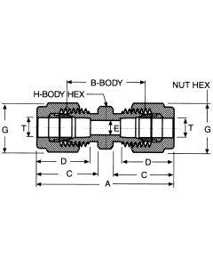 Stainless Steel Duolok Tube Fitting, 0.38 Inch Tube OD Union