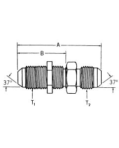 Steel Adapter, 9/16-18 Male JIC 37 deg Flare To 9/16-18 Male JIC 37 deg Flare, Straight Bulkhead
