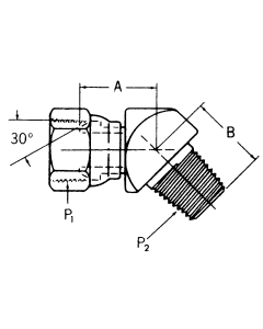 Steel Adapter, 1-1/4-11-1/2 Female NPT Swivel To 1-11-1/2 Male NPT, 45 deg Elbow