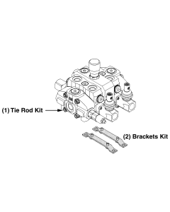 Sectional/Monoblock Directional Valve Tie rod kit for a 5-section valve assembly