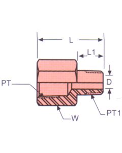 Stainless Steel Adapter, 1/4-18 Male NPT To 3/8-18 Female NPT, Bushing
