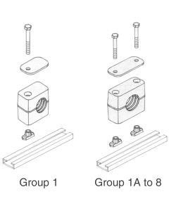 Standard Series Pipe & Tubing Polypropylene Support Clamp, Rail Mountable, Hex Head Bolts With Cover Plate, 22 mm mm Size