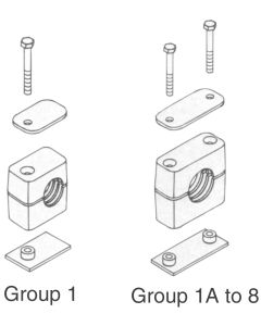 Standard Series Pipe & Tubing Polypropylene Support Clamp, Single Weld Plate, Hex Head Bolts With Cover Plate, 26.9 mm mm Size