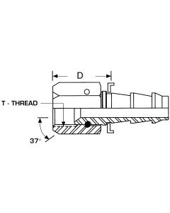 Stainless Steel Reusable Socketless Fitting, 1-1/16-12 Female JIC 37 deg Flare, -12 Hose, Straight