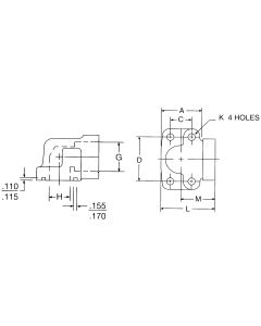 Steel 4-Bolt Flange Adapter, 1.50 Inch Code 61 Flange, O-Ring Half To 1.50 Inch Female NPT, 90 deg Elbow
