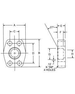 Steel 4-Bolt Flange Adapter, 1.25 Inch Code 62 Flange, Flat Face Half To 1.25 Inch Female NPT, Straight