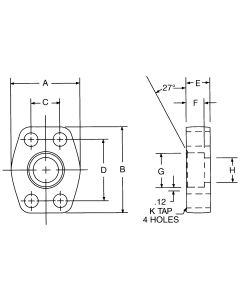 Steel 4-Bolt Flange Adapter, 1.00 Inch Code 61 Flange, Flat Face Half To 1.00 Inch Female NPT, Straight