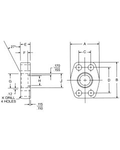 Steel SAE 4-Bolt Flange Adapter, 3.50 Inch Code 61 Flange, O-Ring Half To 3.50 Inch Pipe, Flat Socket Weld