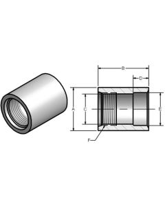Steel Weld Coupling, AISI1020 Carbon Steel SAE To Socket Weld Full Coupling, 9/16-18 SAE UN-2B Thread