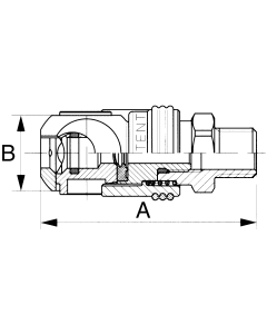 1000/400/500 Series MIL-C-4109 Industrial Interchange Air Swing Coupling, Female Half With Safety Vent, -04 Coupling, 3/8-18 Male NPT