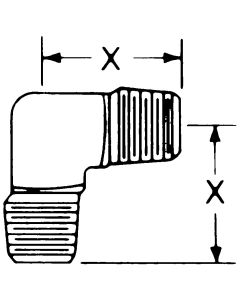 Brass Adapter, 1/2-14 Male NPT To  Male NPT, 90 deg Elbow