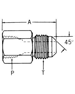 Brass Adapter, 1/2-14 Female NPT To 3/4-16 Male SAE 45 deg Flare, Straight