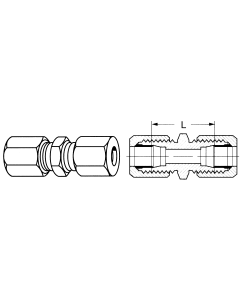 7000 Series Ermeto Steel Flareless Fittings, Small Hex Union