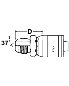 Global TTC 1 & 2 Wire Braid Steel Crimp Fittings, Male JIC 37 deg Flare, Straight