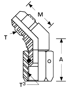 Stainless Steel Adapters, Male JIC 37 deg Flare To Female JIC 37 deg Flare Swivel, 45 deg Elbow