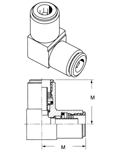 Brass Push>Connect Air Brake Tube 90 deg Elbow Unions