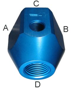 Blue Anodized Aluminum Fuel Blocks, Female NPT Ports