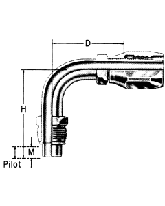 Steel Reusable 1 Wire Braid Reduced Bore Fittings, Male Bump Tube O-Ring Seal, 90 deg Elbow