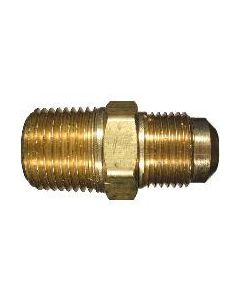 Brass Adapter, 1/4 in Male SAE 45 deg Flare to 1/2 in Male NPT, Straight