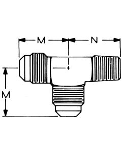 Brass Adapter, 1/4-18 Male NPT Run To 5/8-18 Male SAE 45 deg Flare Run & Branch, Tee