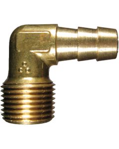 Brass Short Shank Type Fitting, 0.63 Inch Hose ID to 1/2-14 Male NPT, 90 deg Elbow