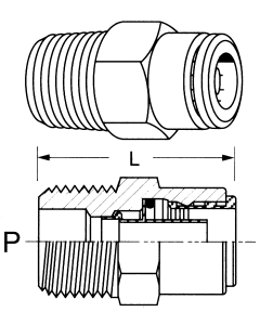 Brass Push>Connect Air Brake Tube Fittings, Tube To Male NPT, Straight