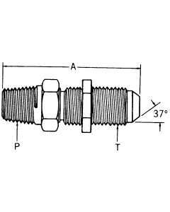 Steel Adapters, Male NPT To Male JIC 37 deg Flare, Straight Bulkhead