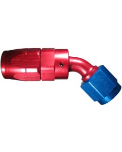 Red/Blue Anodized Aluminum Reusable Fittings for AQP & StartLite Racing Hose, Female JIC 37 deg Flare Swivel, 60 deg Elbow