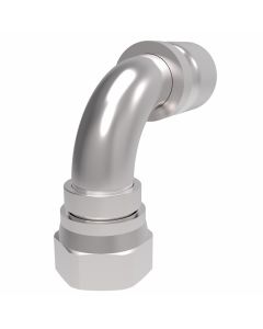 Steel Crimp 1 Wire Braid Reduced Bore Fitting, 1-5/16 - 12 Female JIC 37 deg Flare Swivel, -16 Hose, 90 deg Elbow